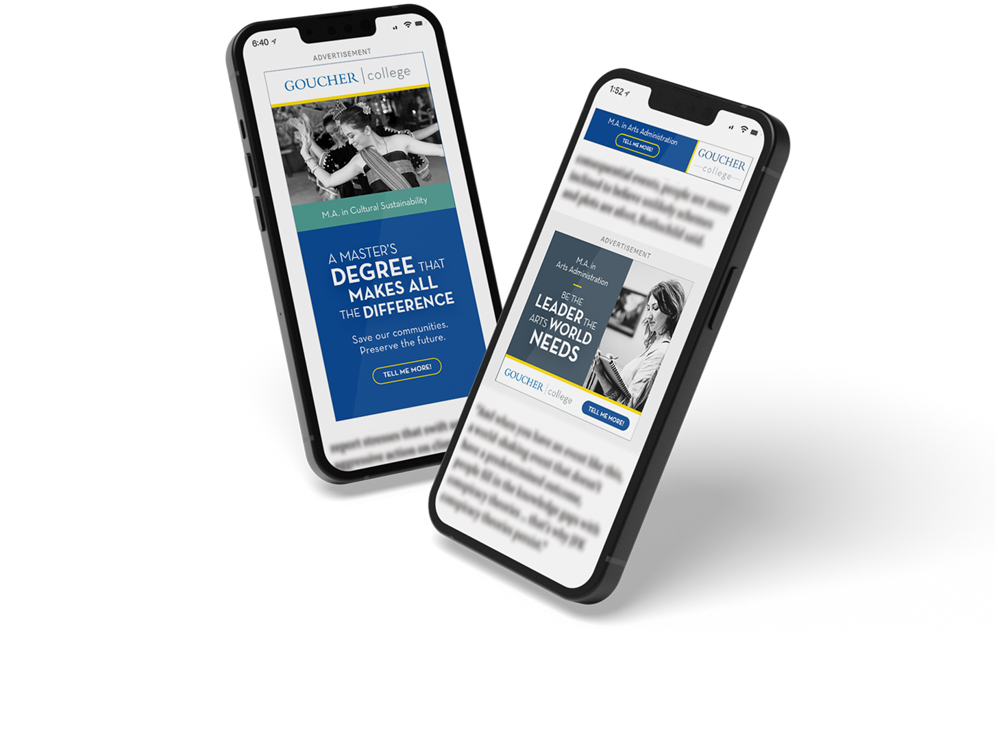 Goucher digital ad mockup