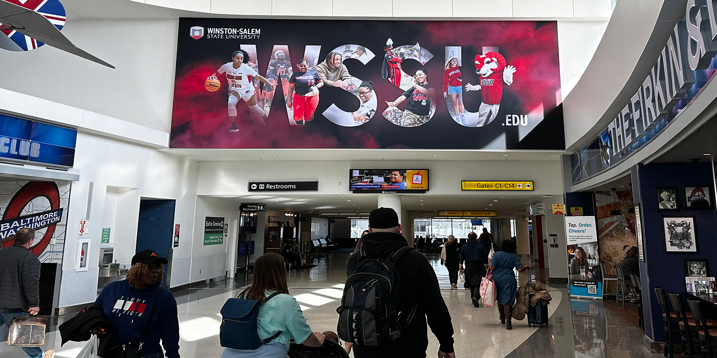 WSSU billboard at airport