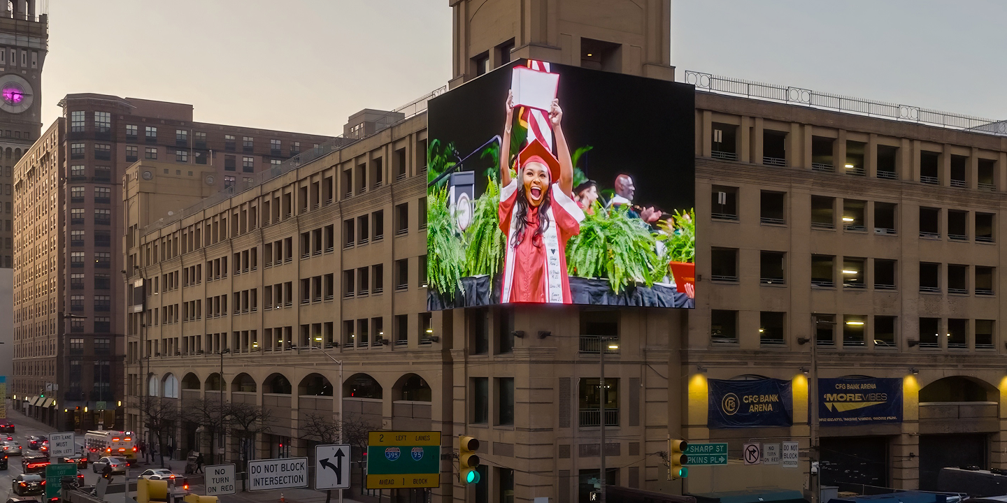 WSSU billboard at city square