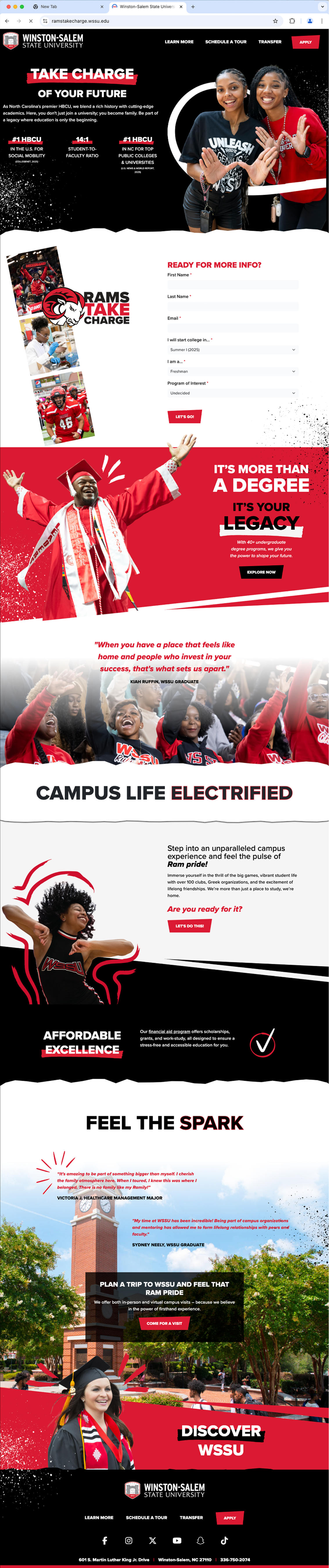 WSSU webpage content